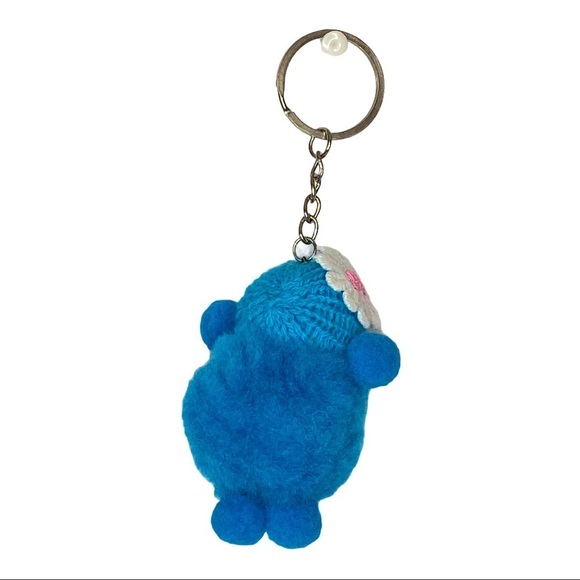 SLEEPY BABY WITH PACIFIER SMALL POMPON IN BLUE‎ KEYCHAIN CHARM - Picture 3 of 6